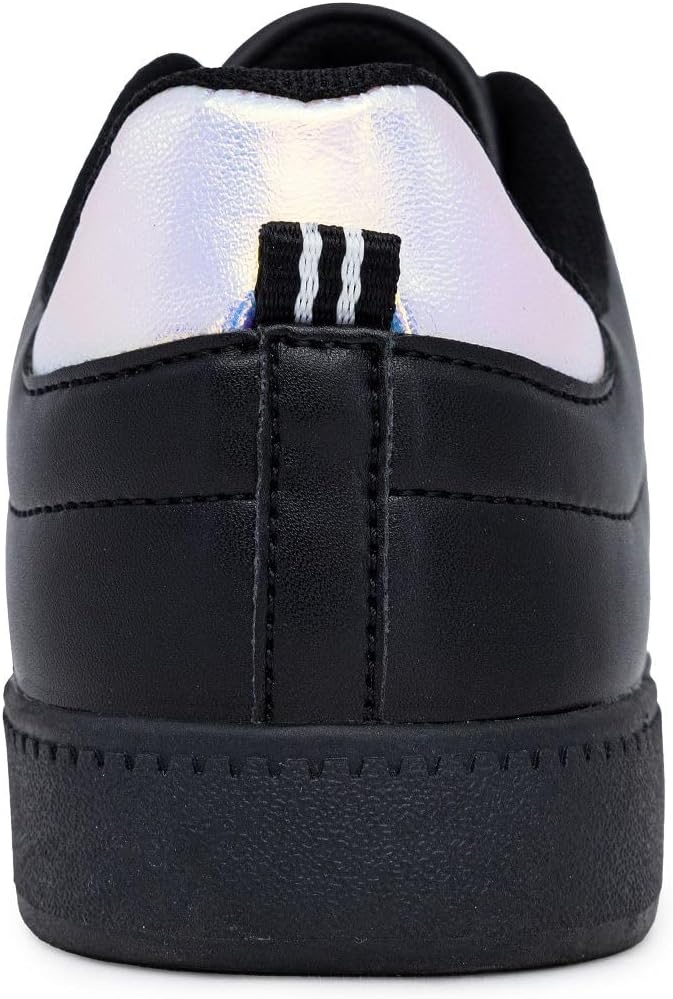 image:imageNautica Boys Girls Casual Fashion Shoes Comfortable Soccer Classic Walking Tennis Sneakers for Kids Breathable Lightweight amp Flexible Lace UpBungeeBlack Iridescent Black
