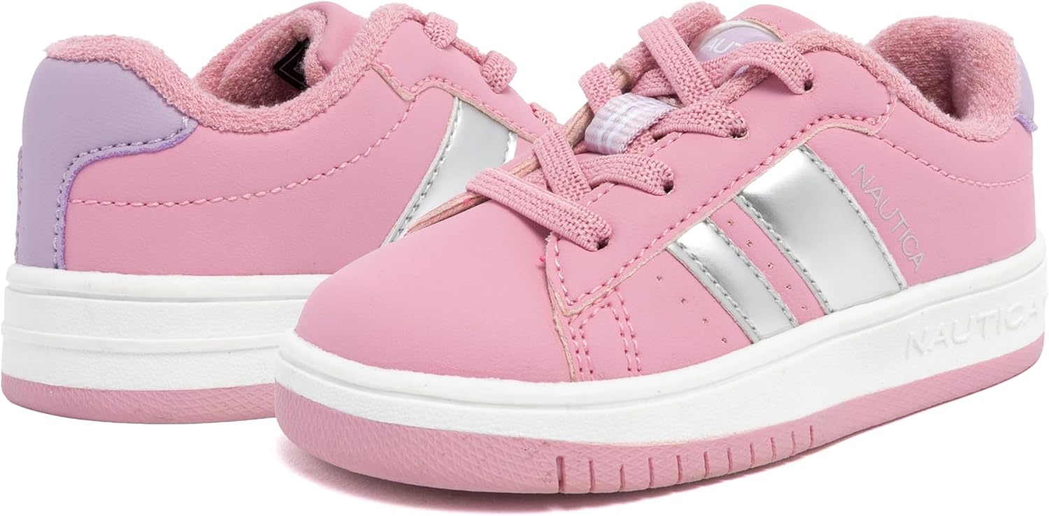 image:imageNautica Boys Girls Casual Fashion Shoes Comfortable Soccer Classic Walking Tennis Sneakers for Kids Breathable Lightweight amp Flexible Lace UpBungeePink Silver Lilacscottford