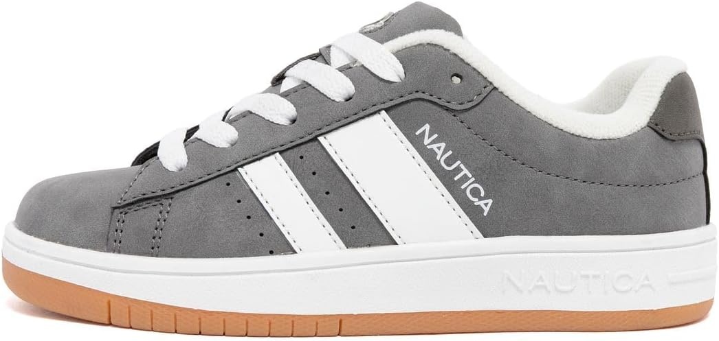 image:imageNautica Boys Girls Casual Fashion Shoes Comfortable Soccer Classic Walking Tennis Sneakers for Kids Breathable Lightweight amp Flexible Lace UpBungeeGrey Whitescottford
