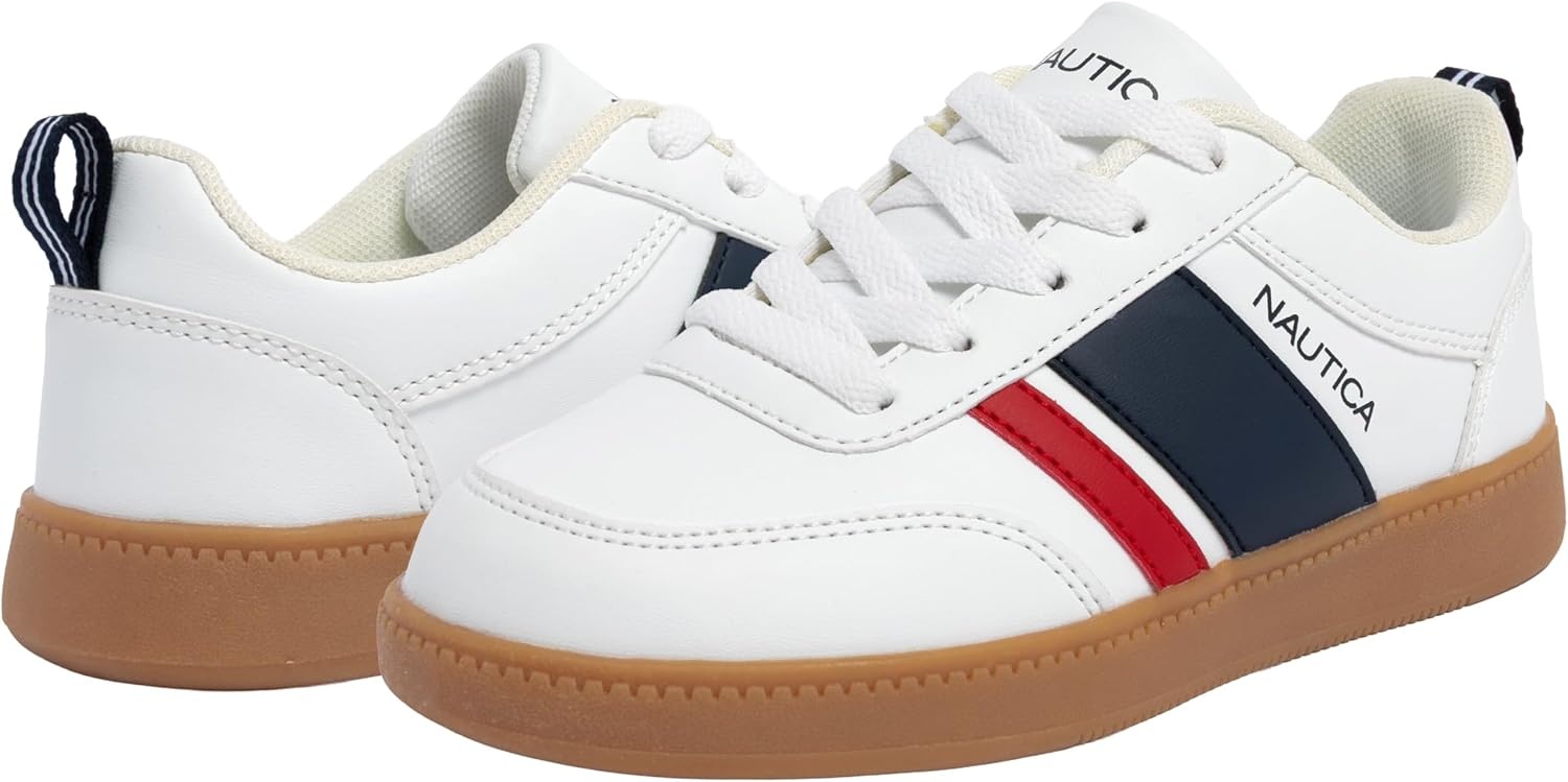 image:imageNautica Boys Girls Casual Fashion Shoes Comfortable Soccer Classic Walking Tennis Sneakers for Kids Breathable Lightweight amp Flexible Lace UpBungeeAmericana