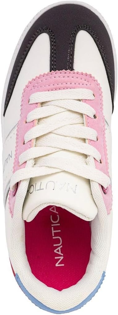 image:imageNautica Boys Girls Casual Fashion Shoes Comfortable Soccer Classic Walking Tennis Sneakers for Kids Breathable Lightweight amp Flexible Lace UpBungeeIvory Pink