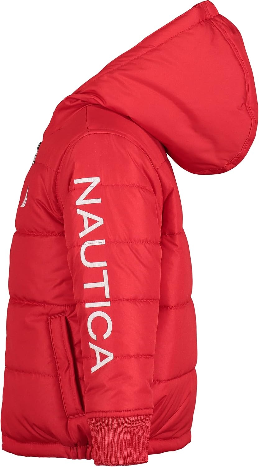 image:imageNautica Boys Heavyweight Hooded Bubble Jacket With Polar Fleece LiningCarmineNavy