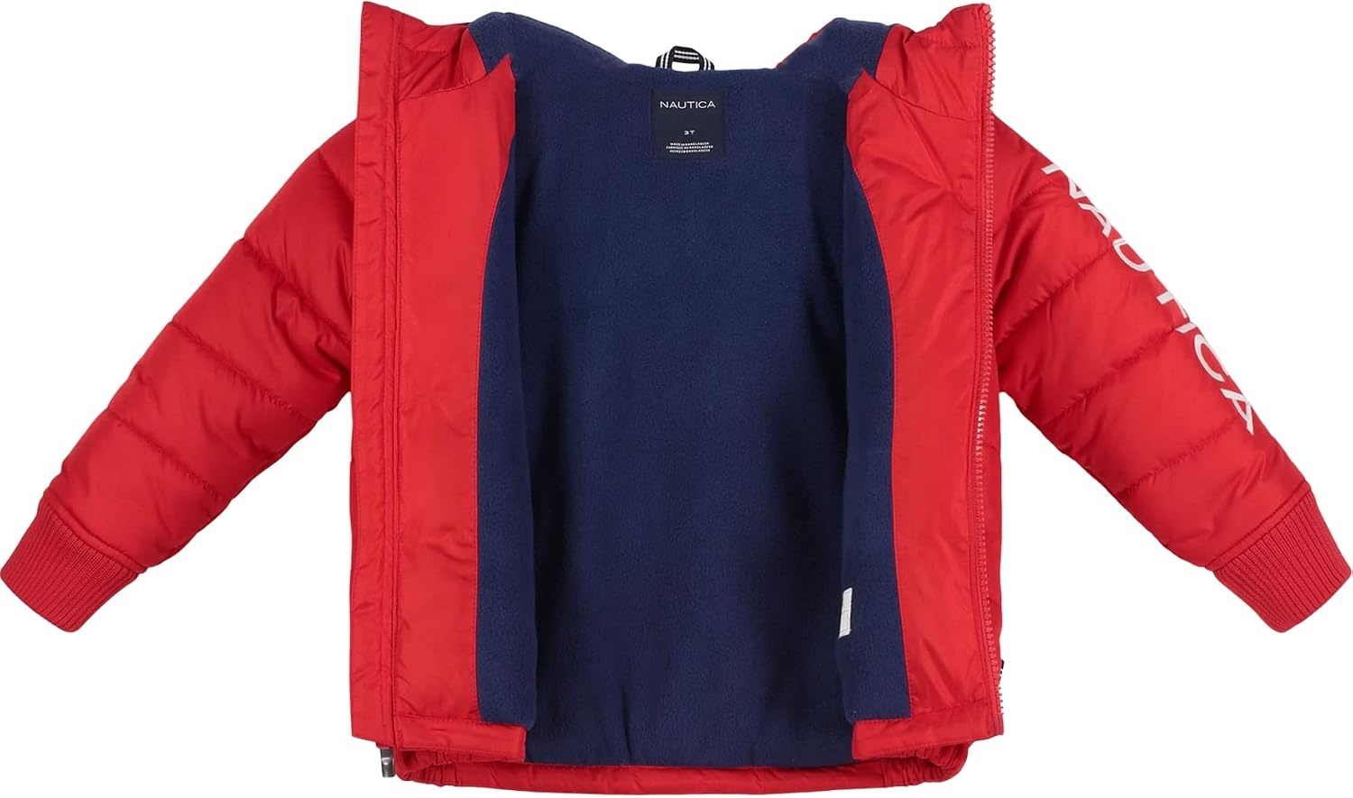 image:imageNautica Boys Heavyweight Hooded Bubble Jacket With Polar Fleece LiningCarmineNavy