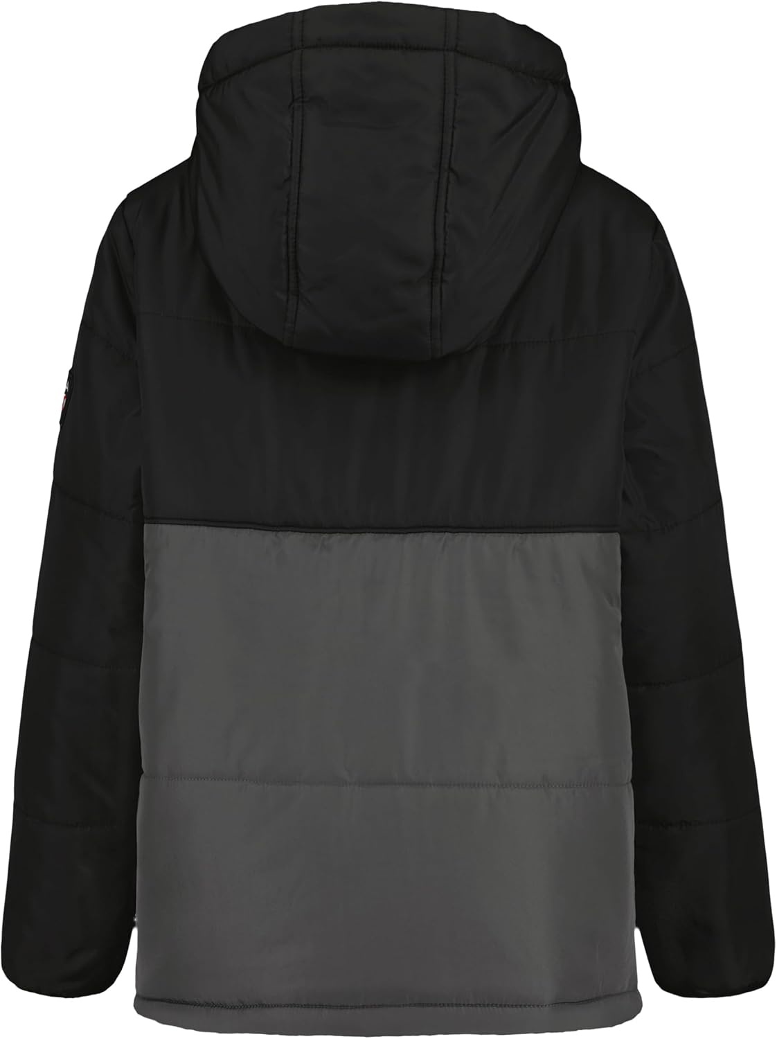 image:imageNautica Boys Heavyweight Hooded Bubble Jacket With Polar Fleece LiningColorblock True Black