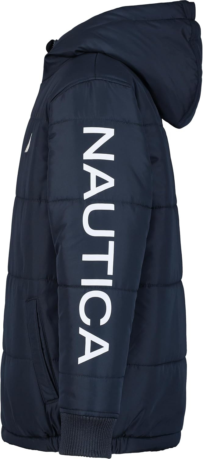 image:imageNautica Boys Heavyweight Hooded Bubble Jacket With Polar Fleece LiningNew Sport Navy