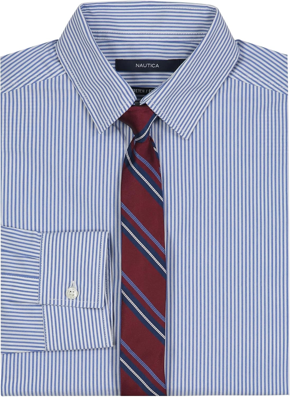 image:imageNautica Boys Long Sleeve ButtonDown Collared Dress Shirt with TieBlue Stripe