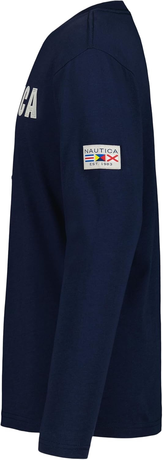 image:imageNautica Boys Long Sleeve Screen Print Graphic TShirtChain Stitch Navy Seas