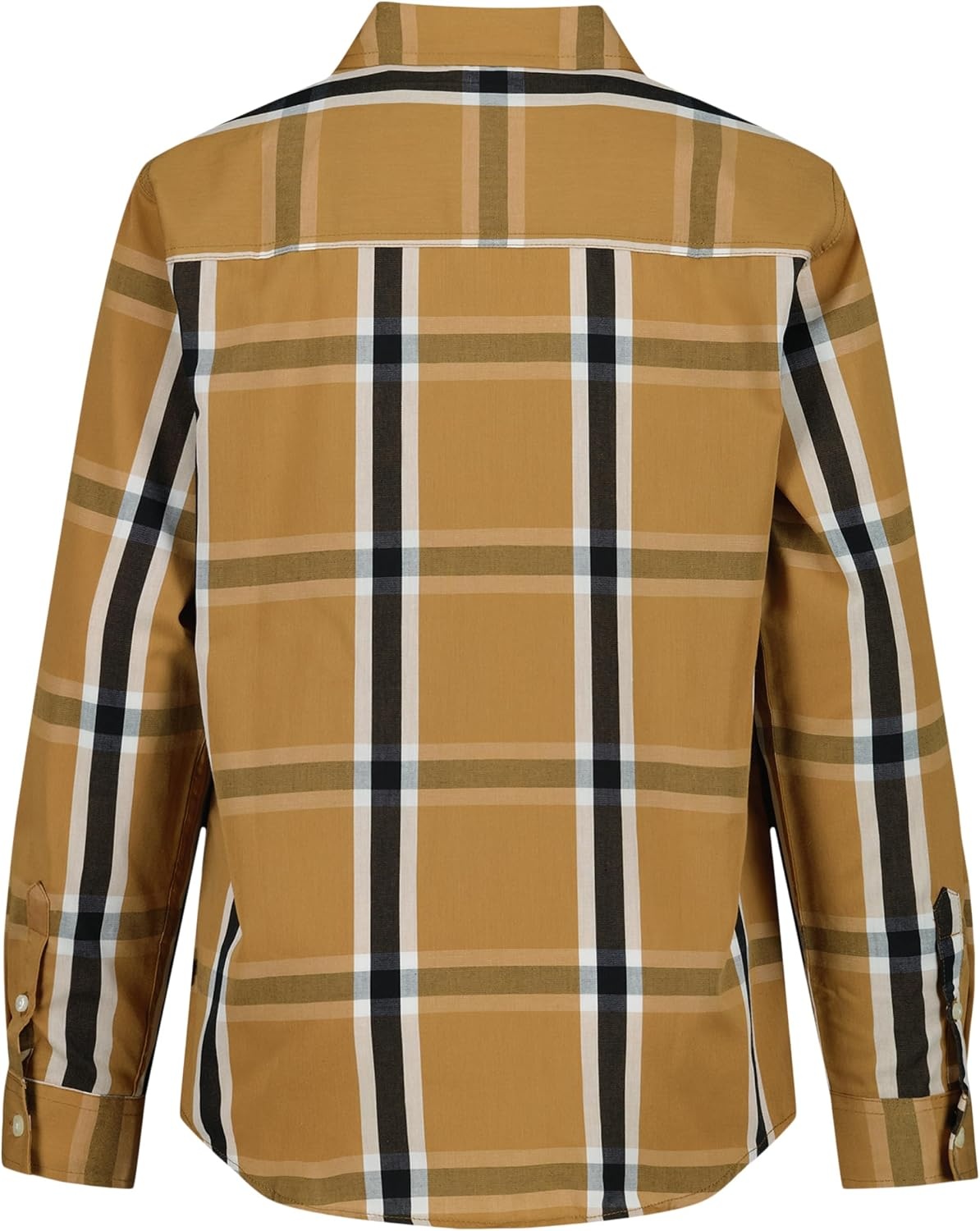 image:imageNautica Boys Long Sleeve Woven ButtonDown Shirt Comfortable Classic FitBrown Sugar Grid Plaid