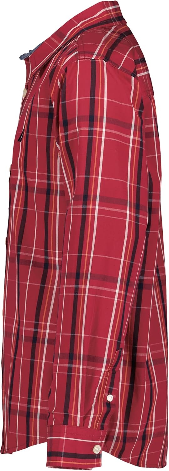 image:imageNautica Boys Long Sleeve Woven ButtonDown Shirt Comfortable Classic FitRio Red Thin Plaid