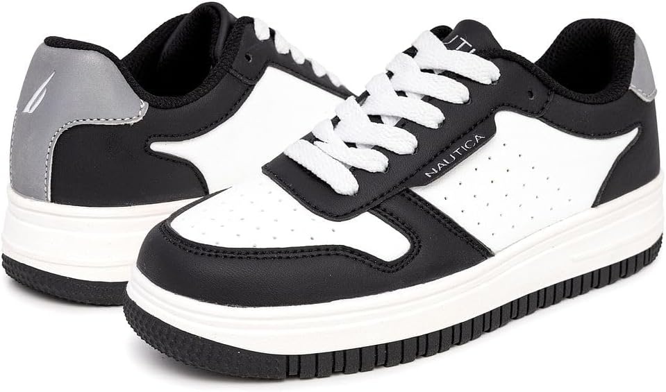 image:imageNautica Boys LowTop Sneakers Basketball Tennis Shoes for Kids Outdoor School Running Shoes Sizes for Big KidLittle KidBlack Silverivan