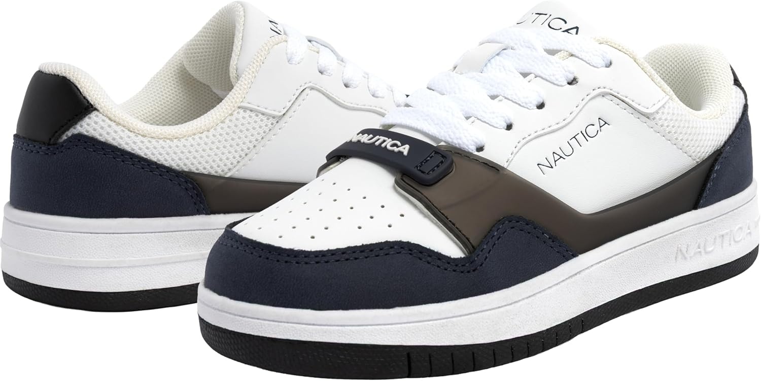 image:imageNautica Boys LowTop Sneakers Basketball Tennis Shoes for Kids Outdoor School Running Shoes Sizes for Big KidLittle KidNavy White Black
