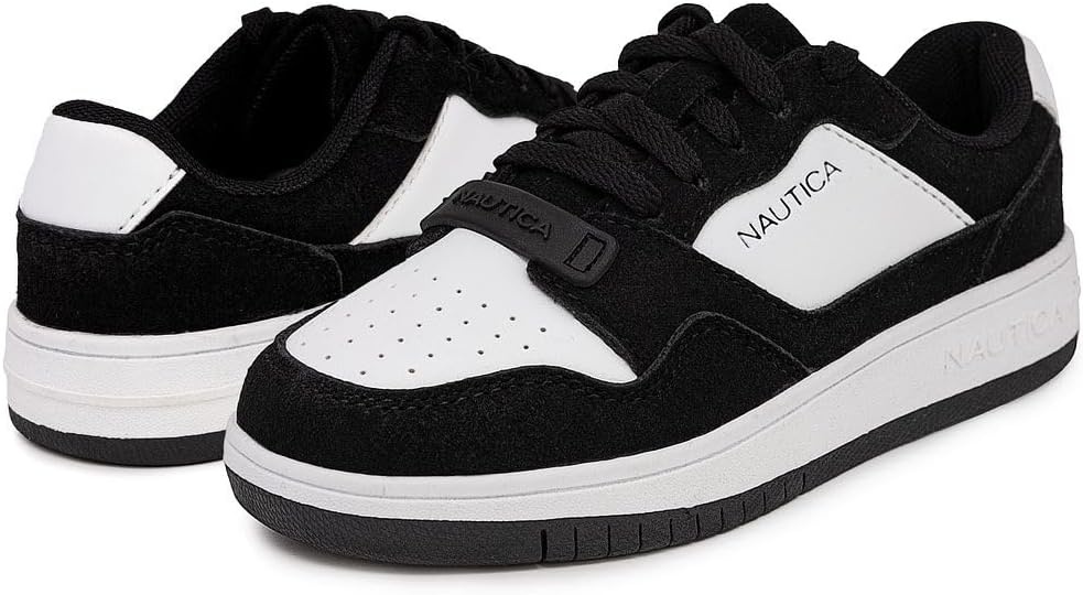 image:imageNautica Boys LowTop Sneakers Basketball Tennis Shoes for Kids Outdoor School Running Shoes Sizes for Big KidLittle KidPanda Black