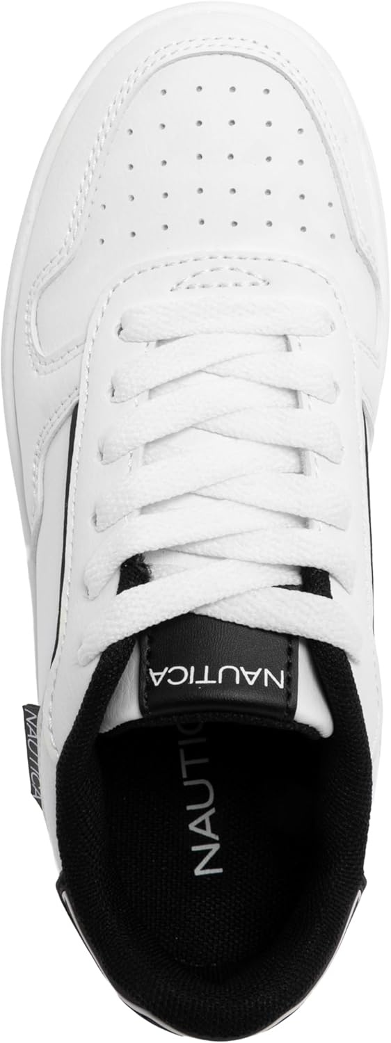 image:imageNautica Boys LowTop Sneakers Basketball Tennis Shoes for Kids Outdoor School Running Shoes Sizes for Big KidLittle KidWhite Black Almina