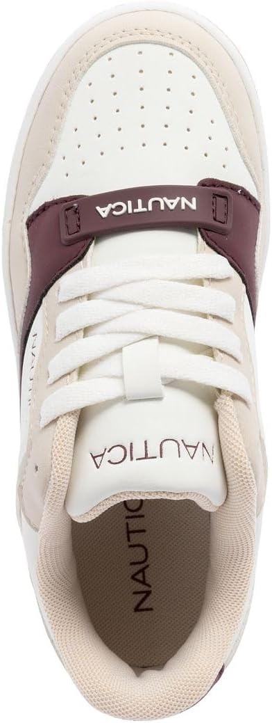 image:imageNautica Boys LowTop Sneakers Basketball Tennis Shoes for Kids Outdoor School Running Shoes Sizes for Big KidLittle KidWhite Burgundy