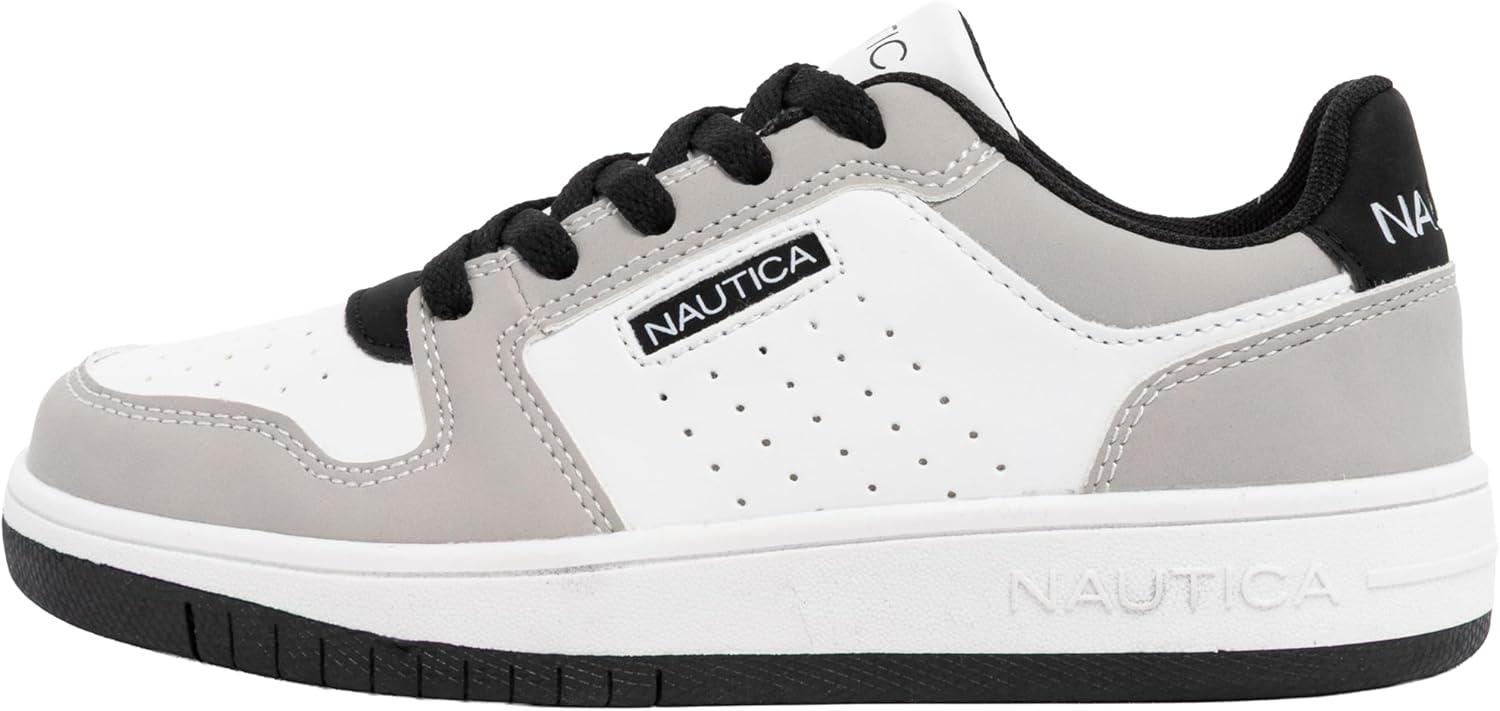 image:imageNautica Boys LowTop Sneakers Basketball Tennis Shoes for Kids Outdoor School Running Shoes Sizes for Big KidLittle KidWhite Grey Black