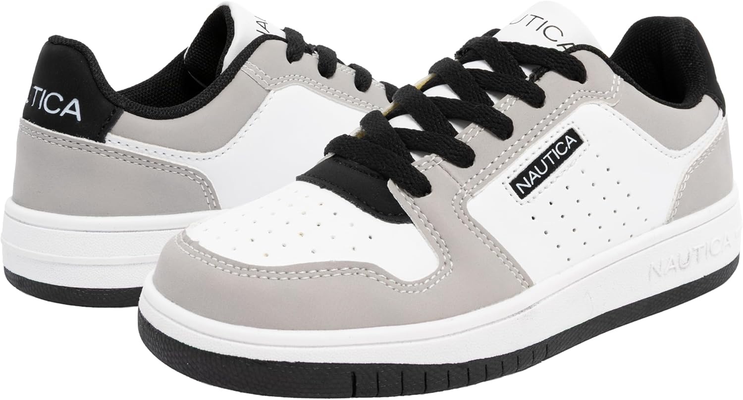 image:imageNautica Boys LowTop Sneakers Basketball Tennis Shoes for Kids Outdoor School Running Shoes Sizes for Big KidLittle KidWhite Grey Black