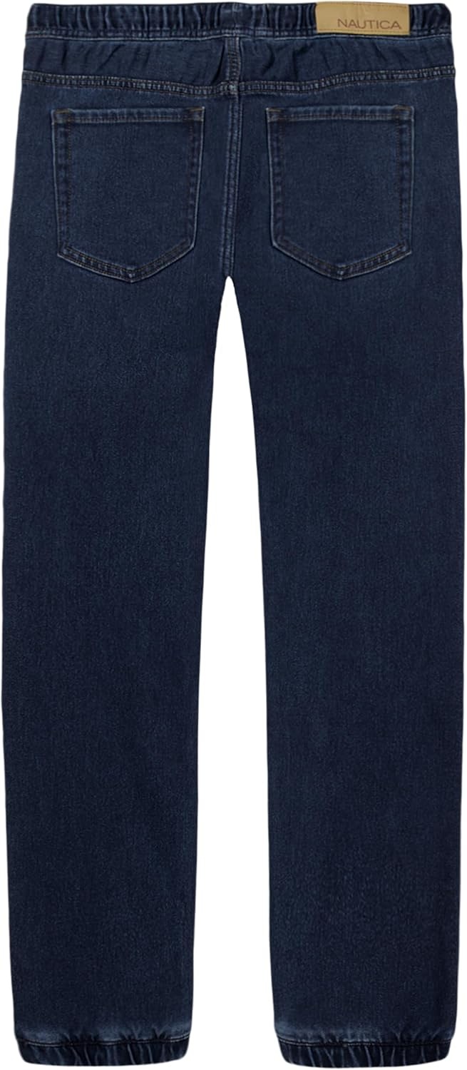 image:imageNautica Boys Pullon Stretch Denim JoggerStyle Jeans 5Pocket Style amp Drawstring ClosureDark Blue