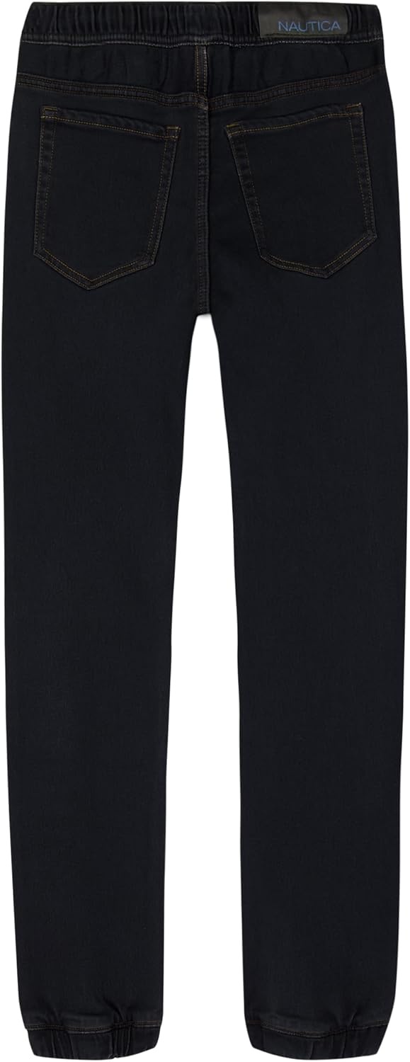 image:imageNautica Boys Pullon Stretch Denim JoggerStyle Jeans 5Pocket Style amp Drawstring ClosureDark Rinse