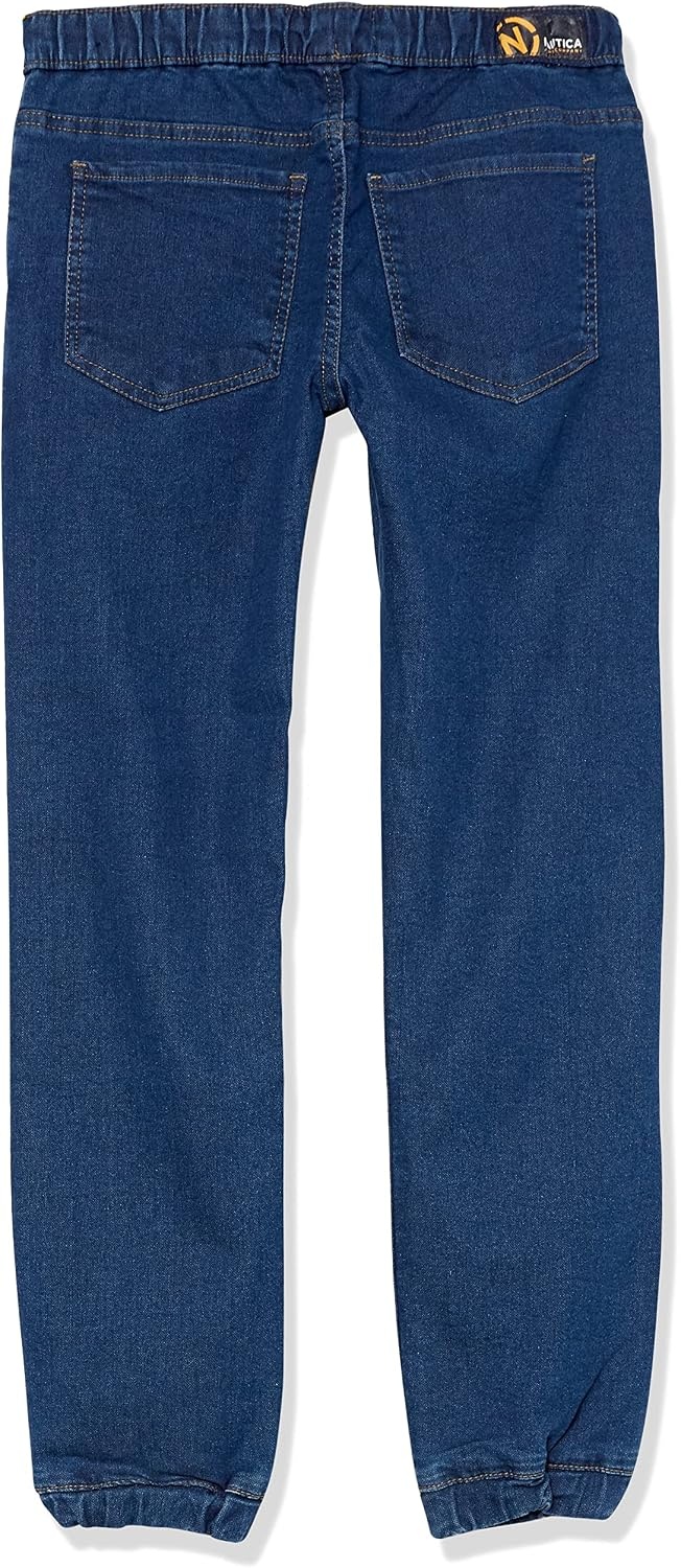 image:imageNautica Boys Pullon Stretch Denim JoggerStyle Jeans 5Pocket Style amp Drawstring ClosureLegacy Medium Blue