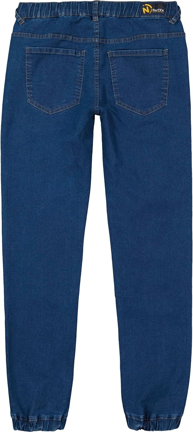 image:imageNautica Boys Pullon Stretch Denim JoggerStyle Jeans 5Pocket Style amp Drawstring ClosureLegacy Medium Blue