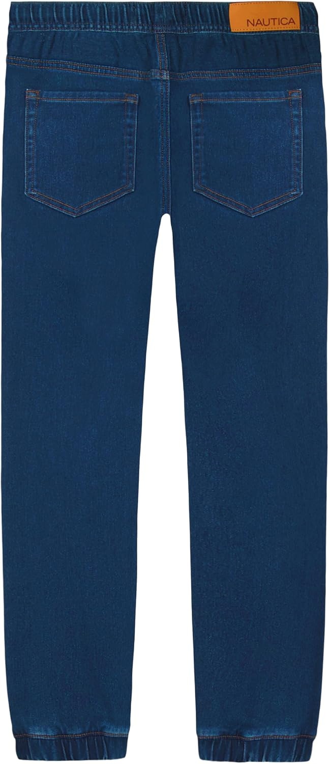 image:imageNautica Boys Pullon Stretch Denim JoggerStyle Jeans 5Pocket Style amp Drawstring ClosureMedium Blue