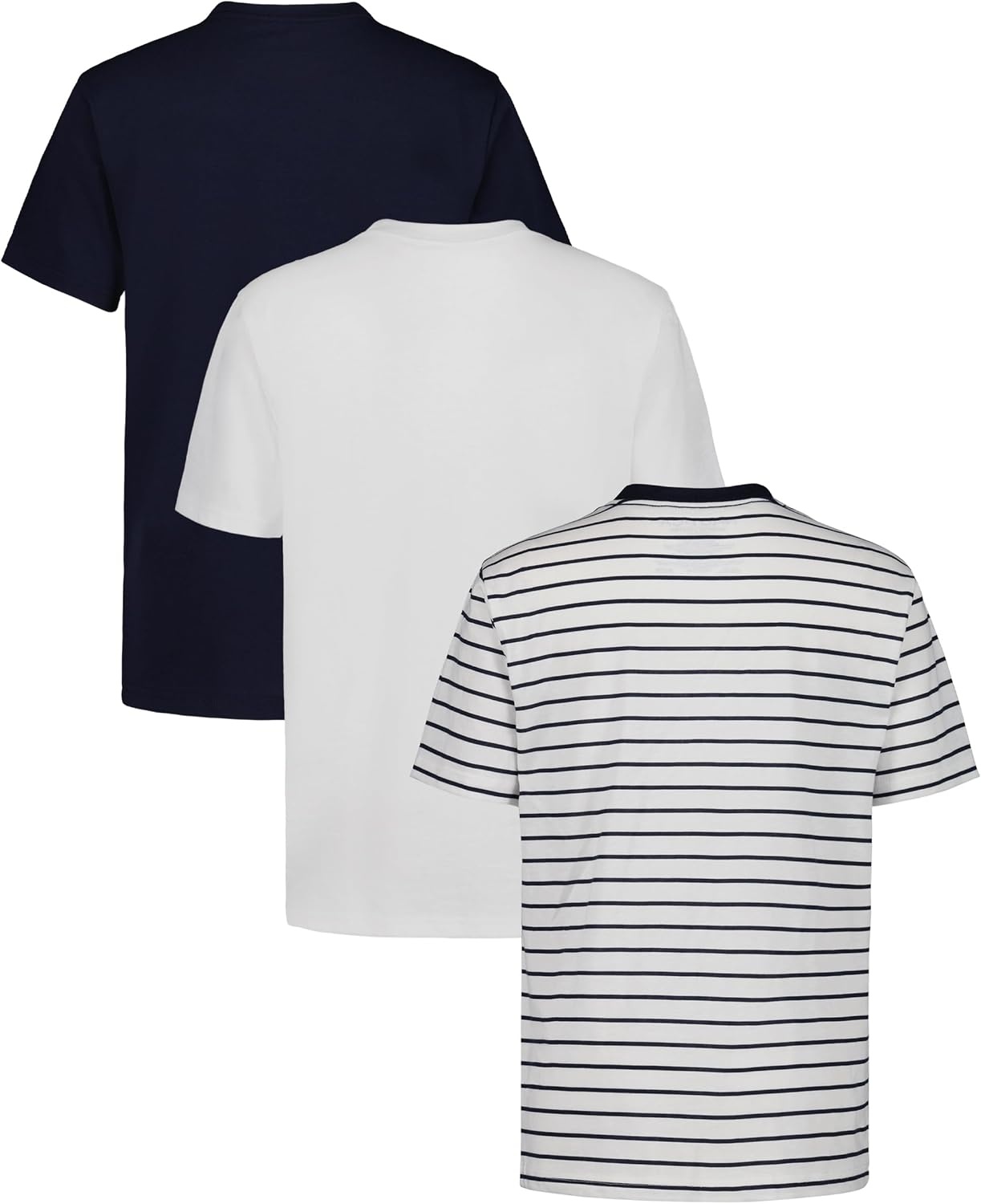 image:imageNautica Boys Short Sleeve Crew Neck TShirt 3Pack Soft Comfortable Relaxed FitBright Navy StripeWhiteNavy Seas