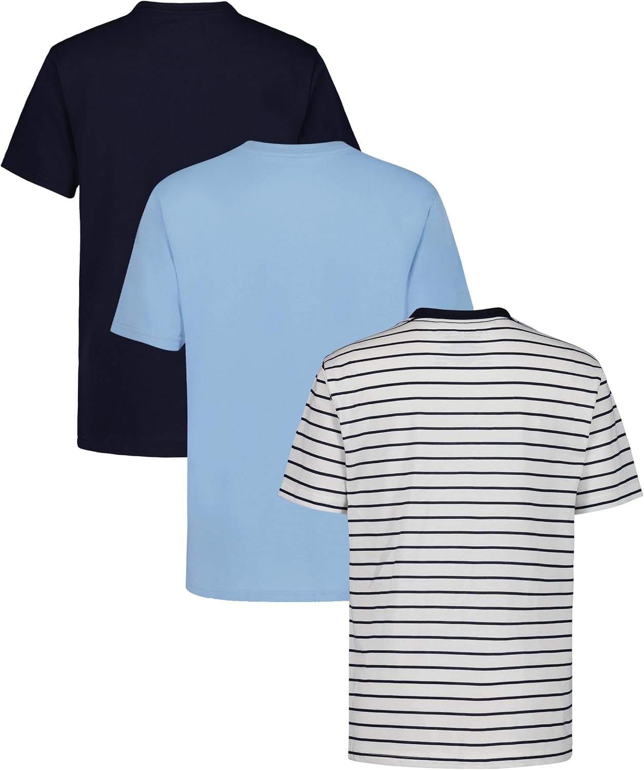 image:imageNautica Boys Short Sleeve Crew Neck TShirt 3Pack Soft Comfortable Relaxed FitNavy Seas StripeNavy SolidBlue Bell