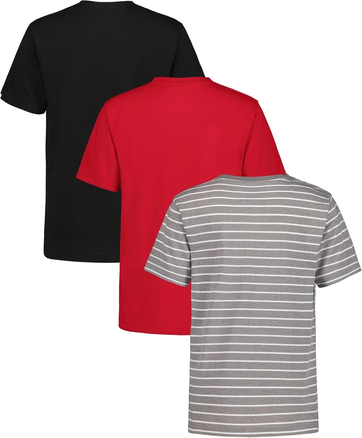 image:imageNautica Boys Short Sleeve Crew Neck TShirt 3Pack Soft Comfortable Relaxed FitSteeple Grey StripeCarmineBlack
