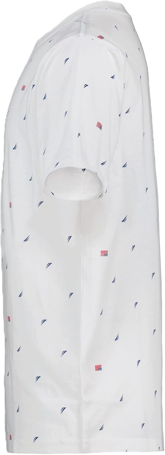 image:imageNautica Boys Short Sleeve Fashion Crew Neck TShirt Soft Comfortable Relaxed FitAmericana Aop Bright White