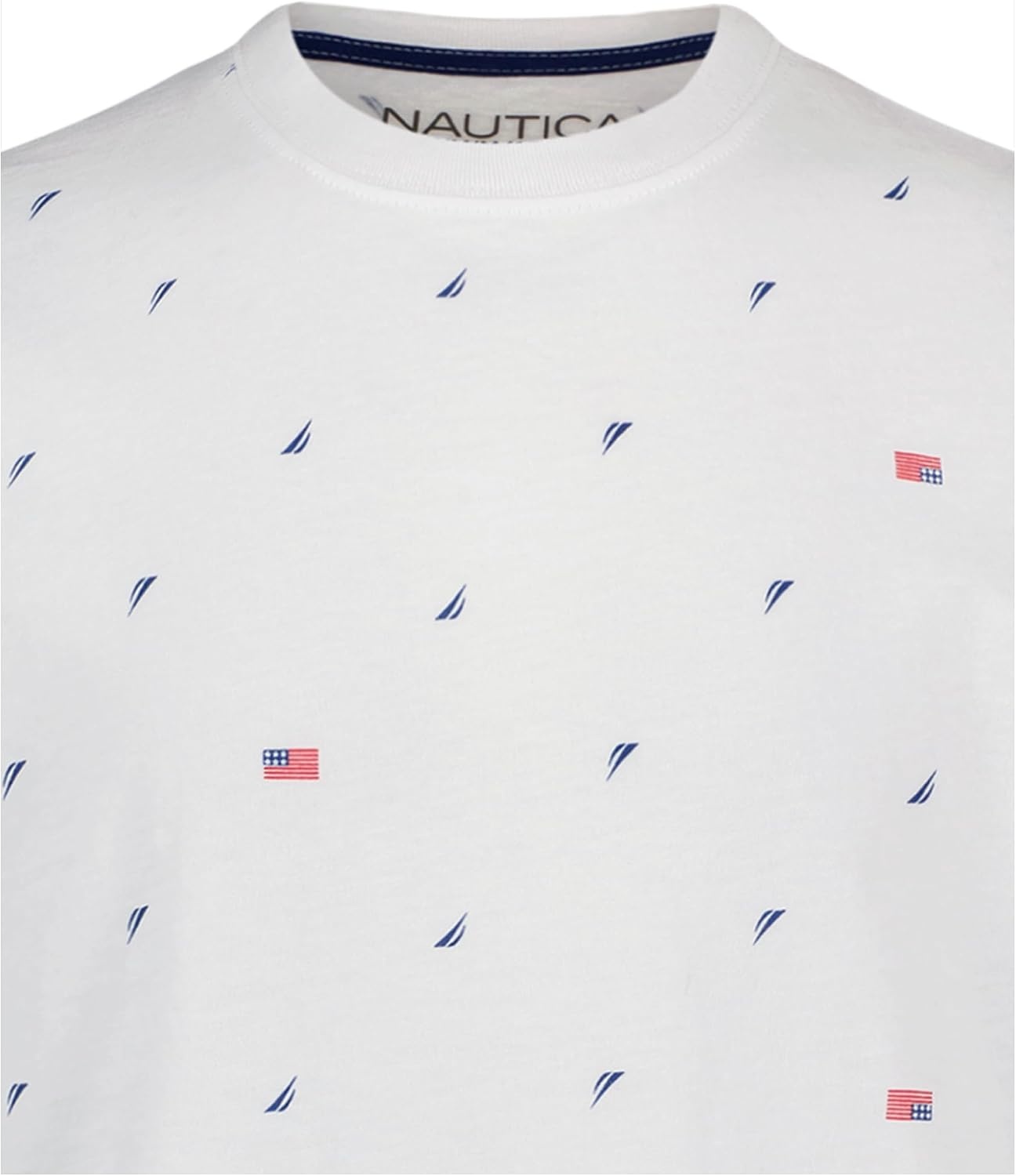 image:imageNautica Boys Short Sleeve Fashion Crew Neck TShirt Soft Comfortable Relaxed FitAmericana Aop Bright White