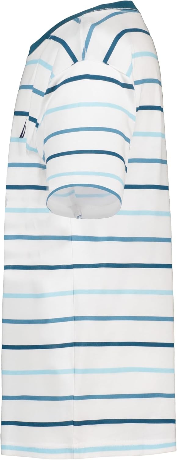 image:imageNautica Boys Short Sleeve Fashion Crew Neck TShirt Soft Comfortable Relaxed FitOpen Stripe Bright White