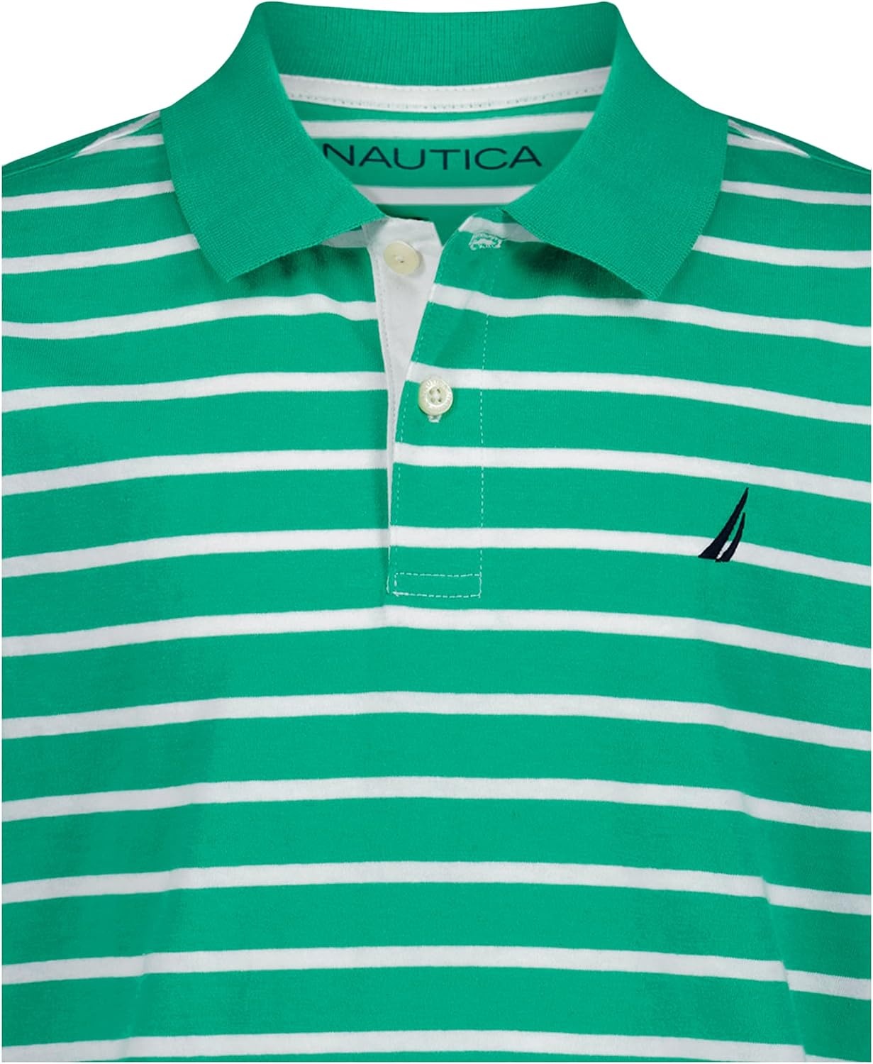 image:imageNautica Boys Short Sleeve Fashion Polo Button Closure Soft amp ComfortableCoast Stripe Gum Drop Green