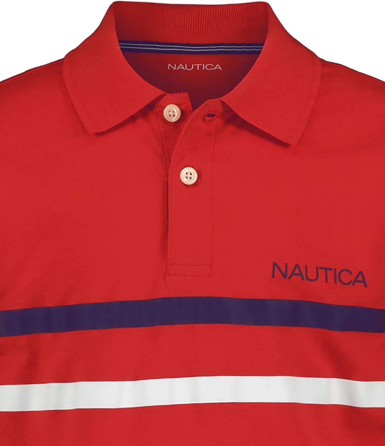 image:imageNautica Boys Short Sleeve Fashion Polo Button Closure Soft amp ComfortableDouble Stripe High Risk Red