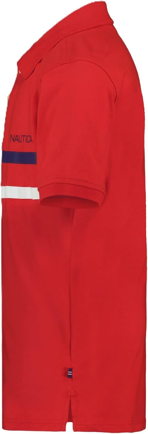 image:imageNautica Boys Short Sleeve Fashion Polo Button Closure Soft amp ComfortableDouble Stripe High Risk Red