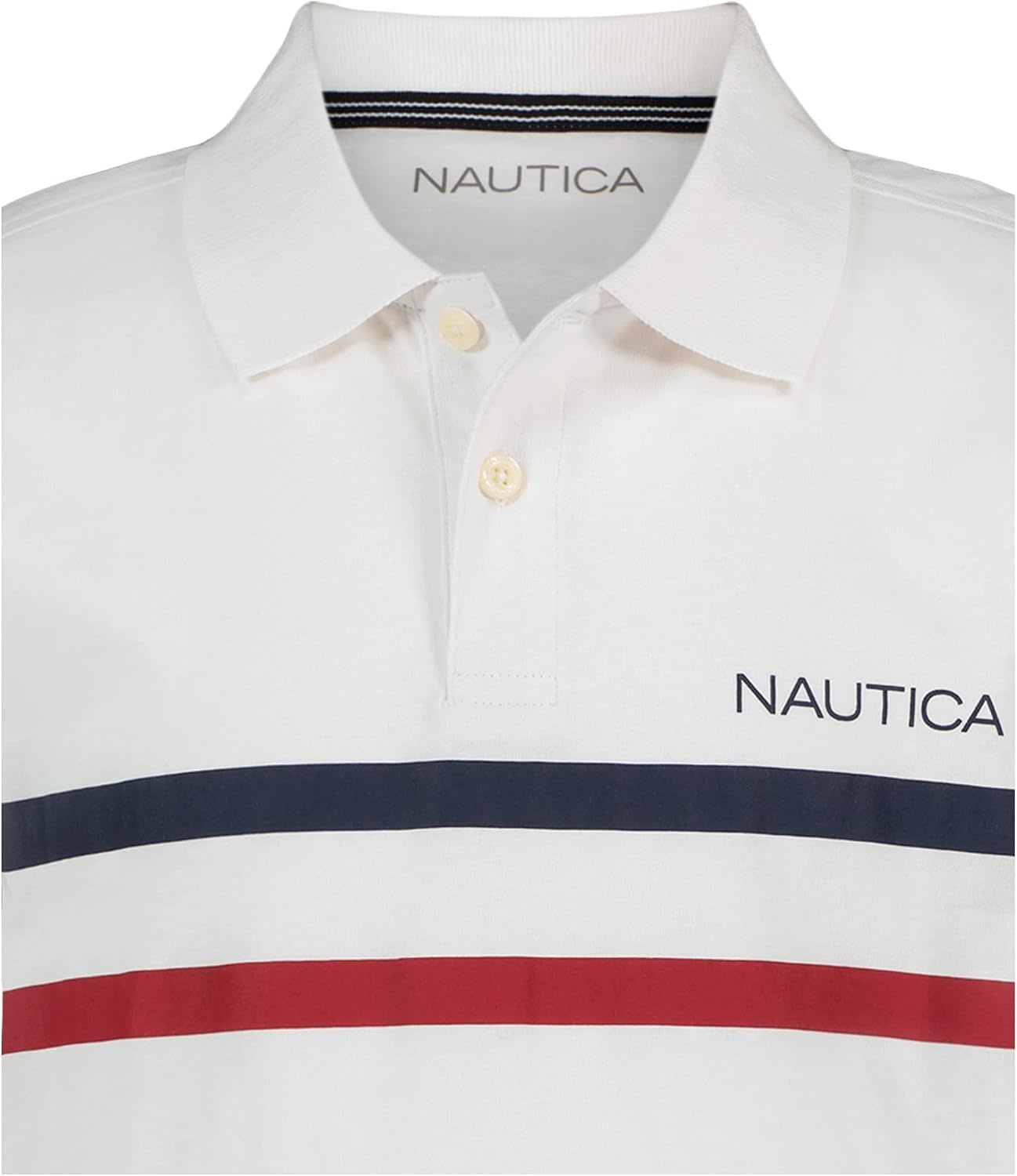 image:imageNautica Boys Short Sleeve Fashion Polo Button Closure Soft amp ComfortableDouble Stripe White