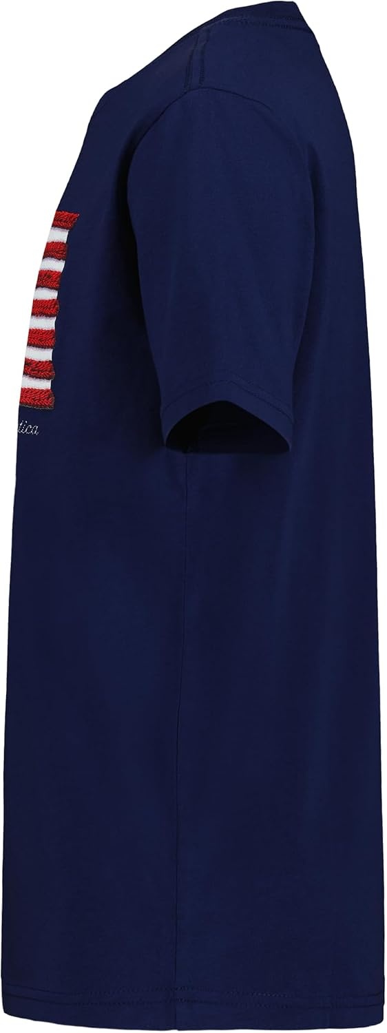 image:imageNautica Boys Short Sleeve JClass Logo Crew Neck TShirt Soft Comfortable Relaxed FitAmerican Flag Blueprint