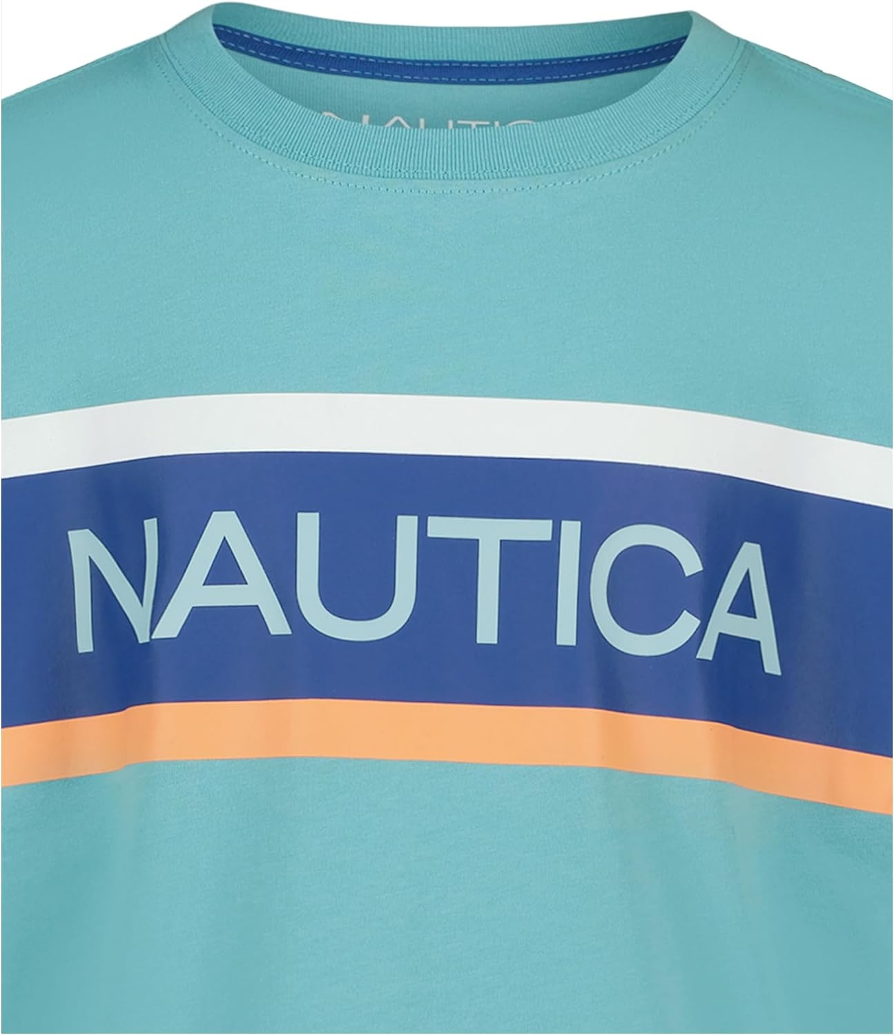 image:imageNautica Boys Short Sleeve JClass Logo Crew Neck TShirt Soft Comfortable Relaxed FitBarredstripe Beachball Blue