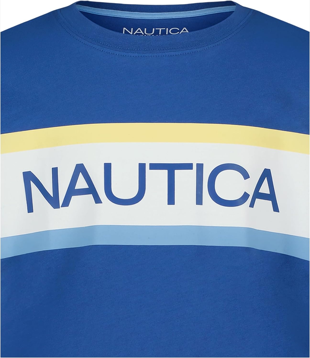 image:imageNautica Boys Short Sleeve JClass Logo Crew Neck TShirt Soft Comfortable Relaxed FitBarredstripe Windsurf Blue