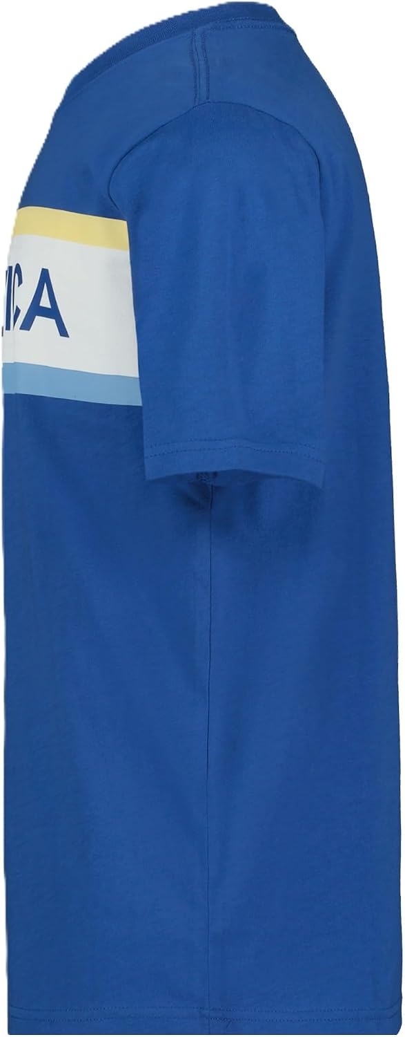 image:imageNautica Boys Short Sleeve JClass Logo Crew Neck TShirt Soft Comfortable Relaxed FitBarredstripe Windsurf Blue