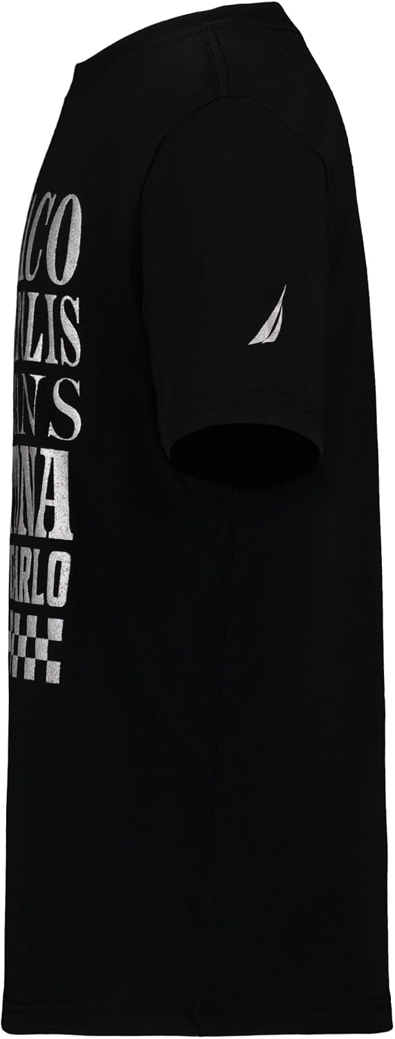 image:imageNautica Boys Short Sleeve JClass Logo Crew Neck TShirt Soft Comfortable Relaxed FitRacing Cities Black