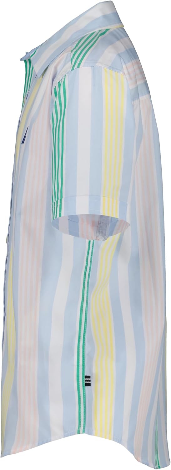 image:imageNautica Boys Short Sleeve Woven ButtonDown Shirt Light Weight amp BreathableCashmere Blue Resort Stripe