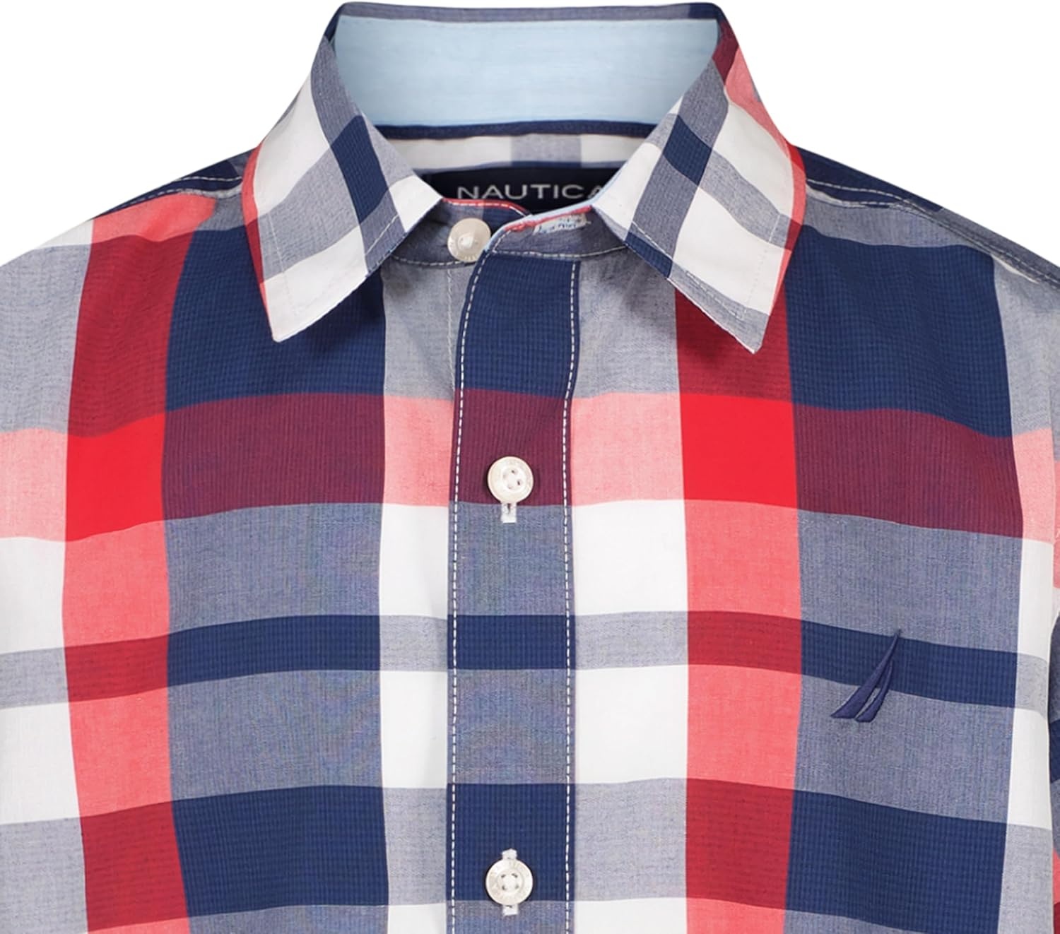 image:imageNautica Boys Short Sleeve Woven ButtonDown Shirt Light Weight amp BreathableLarge Plaid Ski Patrol