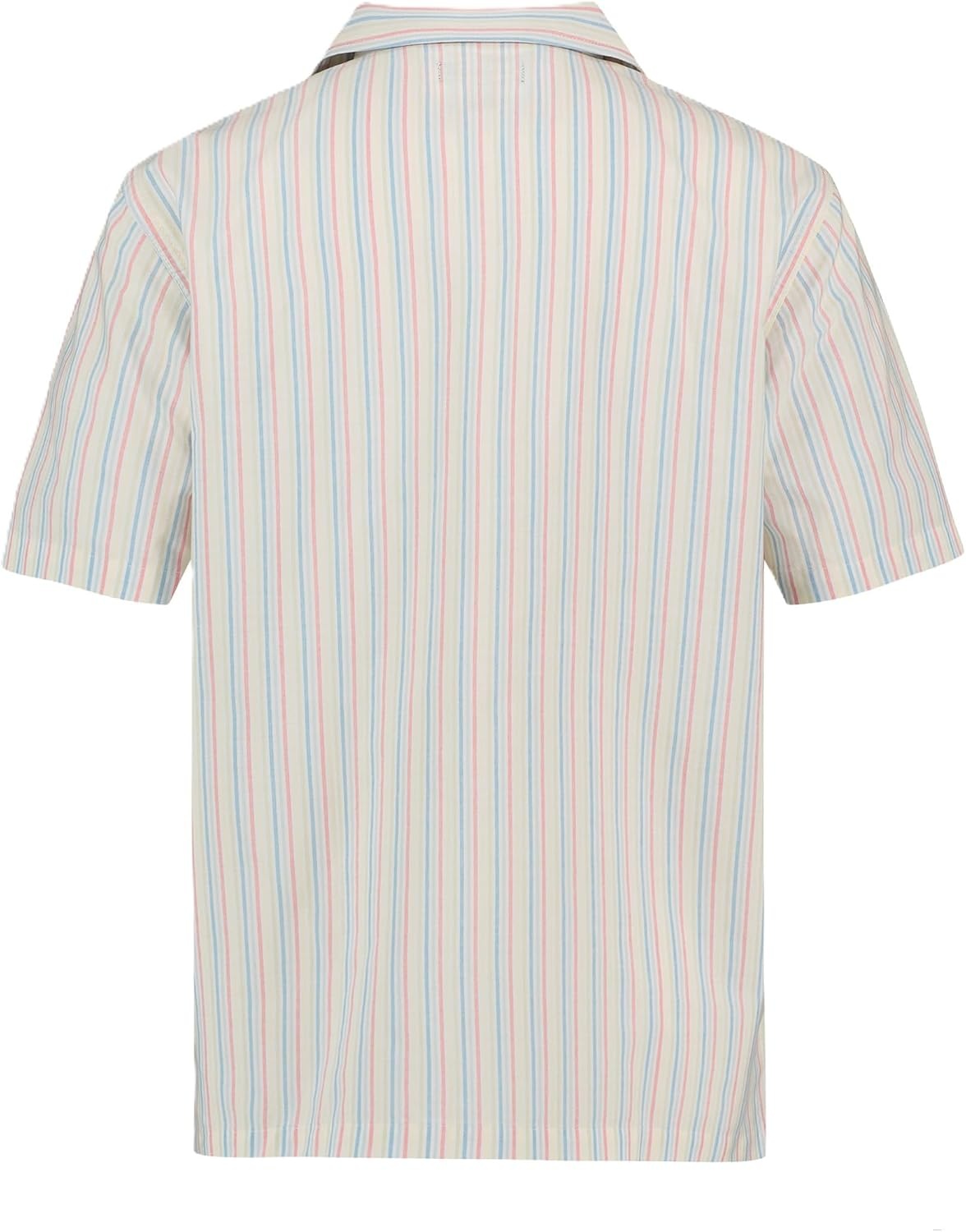 image:imageNautica Boys Short Sleeve Woven ButtonDown Shirt Light Weight amp BreathableRainbow Stripe on Bright White