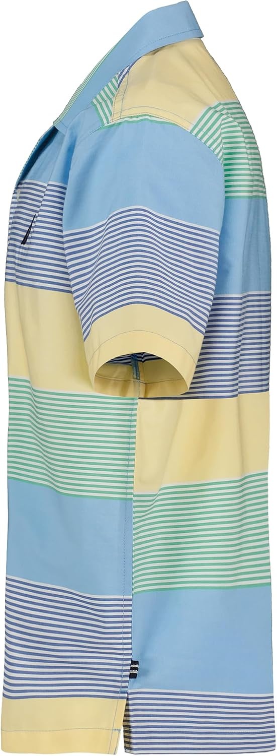 image:imageNautica Boys Short Sleeve Woven ButtonDown Shirt Light Weight amp BreathableWide Stripe Little Boy Blue