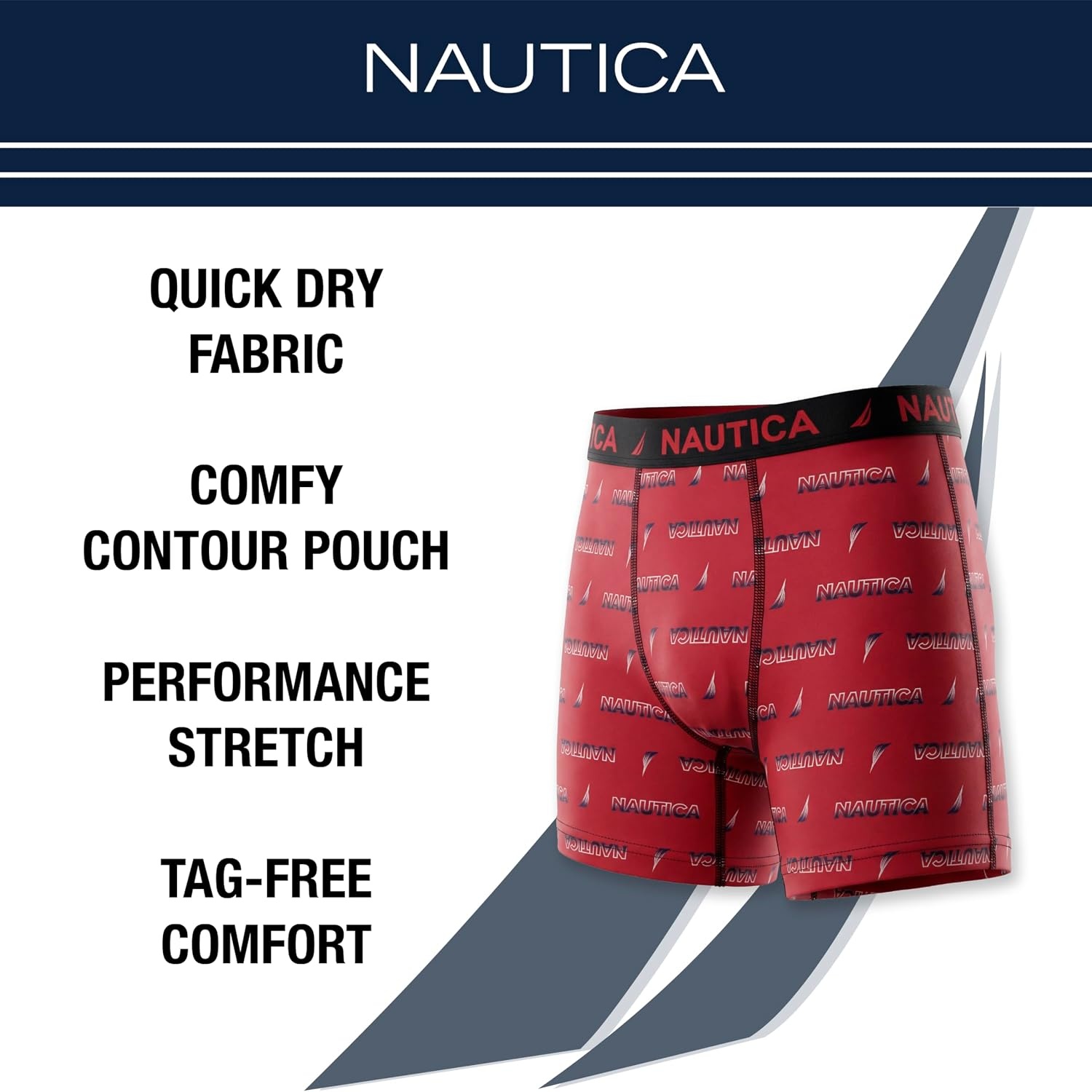 image:imageNautica Boys Stretch Performance Boxer Briefs 36 Pack Breathable Underwear for Boys 618Nt Cherry LogoElephantBlack