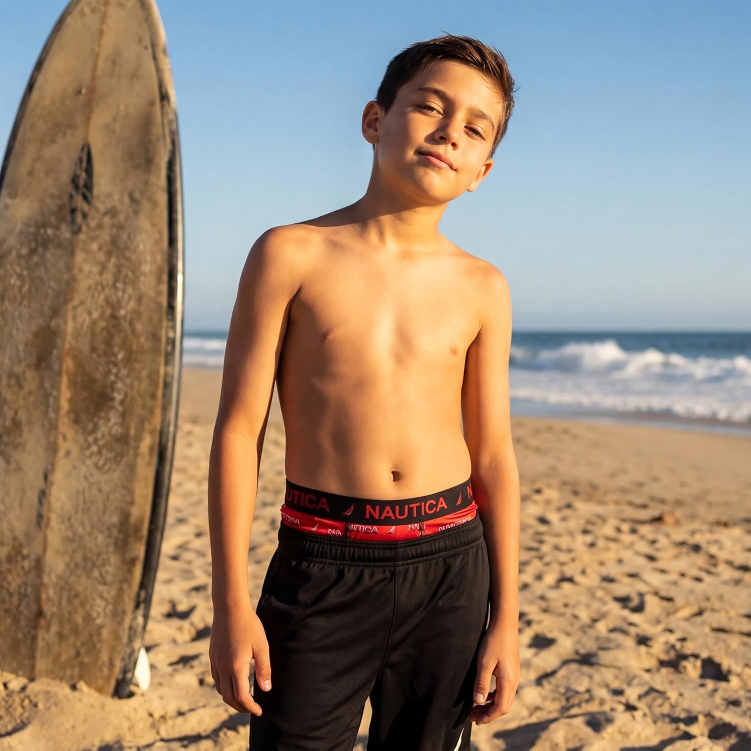 image:imageNautica Boys Stretch Performance Boxer Briefs 36 Pack Breathable Underwear for Boys 618Nt Cherry LogoElephantBlack