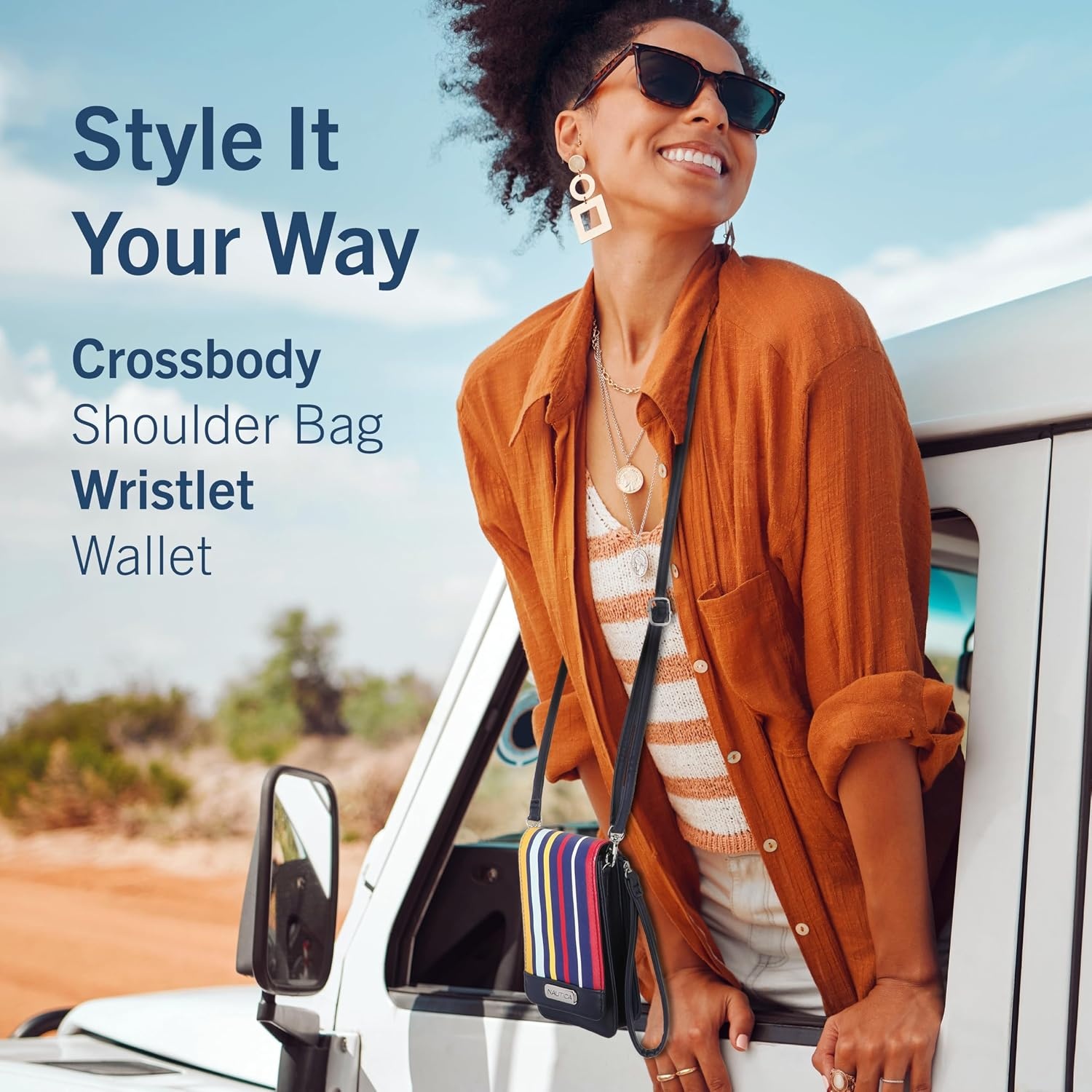 image:imageNautica Catalina RFID Womens Crossbody Bag Vegan Leather Compact Cell Phone Shoulder Travel Purse HolderBlush