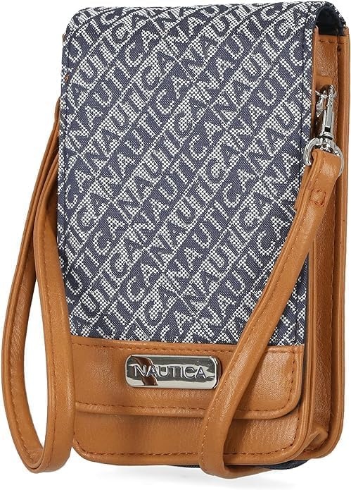 image:imageNautica Catalina RFID Womens Crossbody Bag Vegan Leather Compact Cell Phone Shoulder Travel Purse HolderIndigo Jacquard