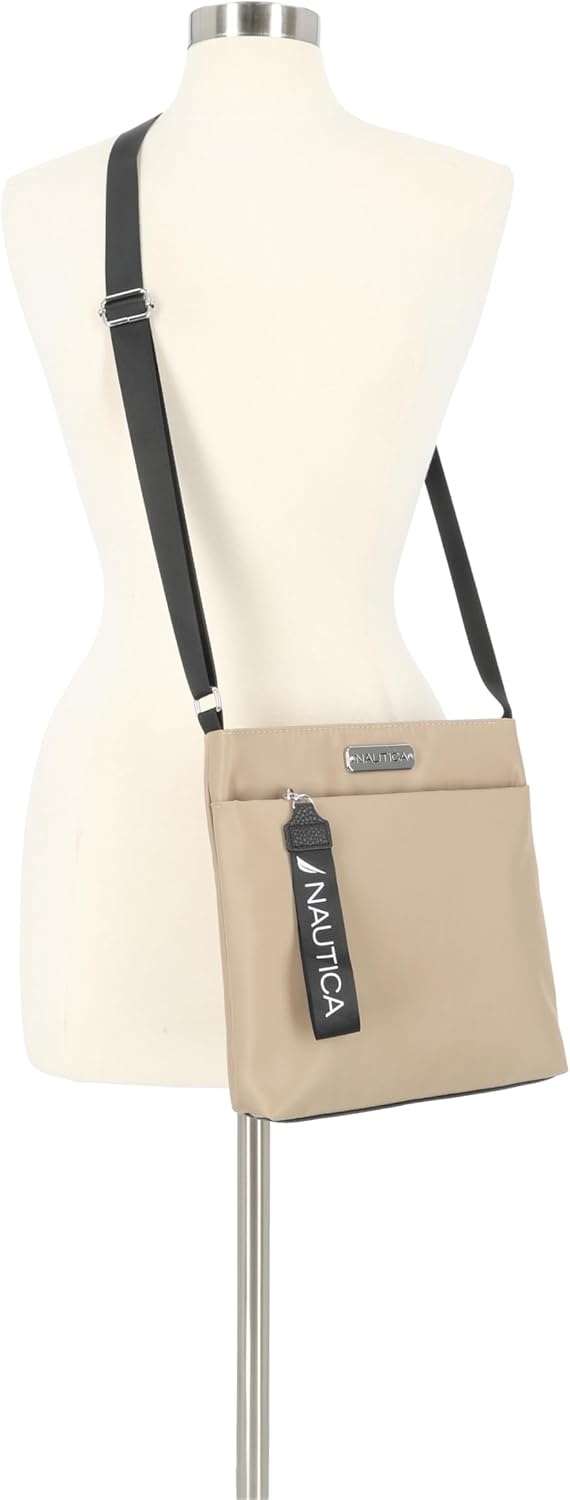 image:imageNautica Diver Nylon Small Womens Crossbody Bag Purse with Adjustable Shoulder StrapKhaki