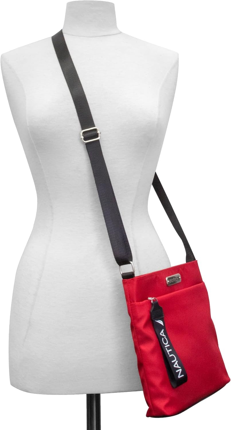 image:imageNautica Diver Nylon Small Womens Crossbody Bag Purse with Adjustable Shoulder StrapRed